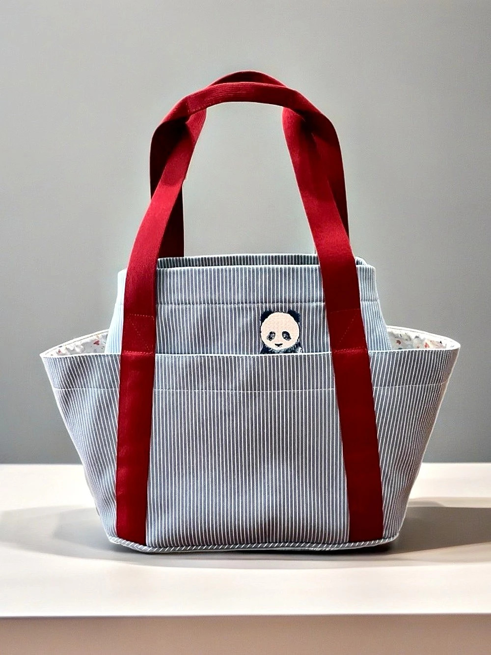 Hermès Striped Tote in Blue & Red Like New
